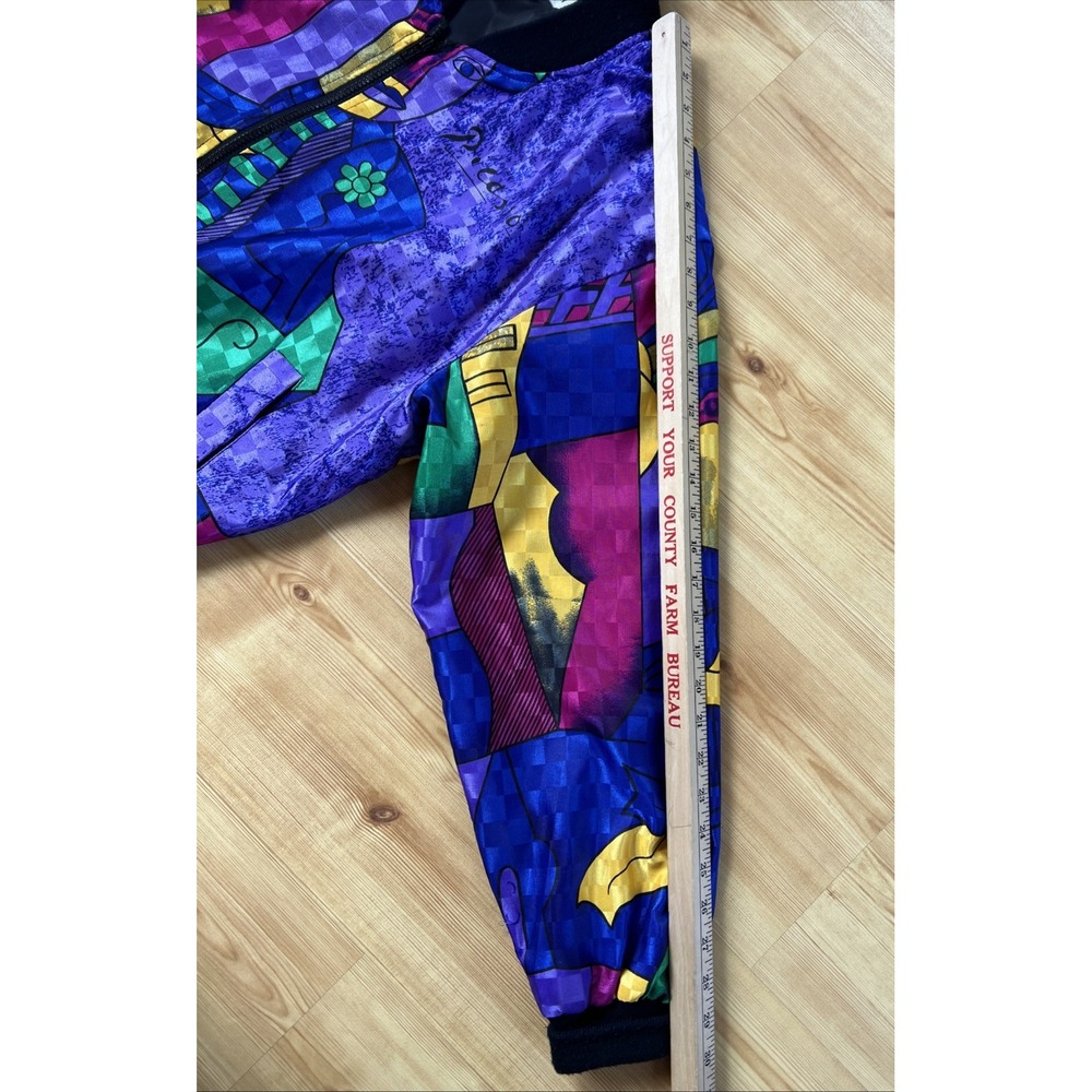 Rainbow‎ Collection Vintage 80s Bomber Jacket Colorful Abstract Print Size Large - Picture 12 of 12